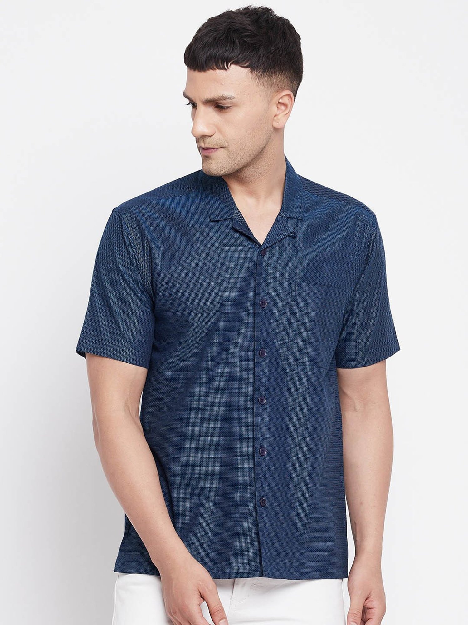 Even Navy Regular Fit Printed Shirt