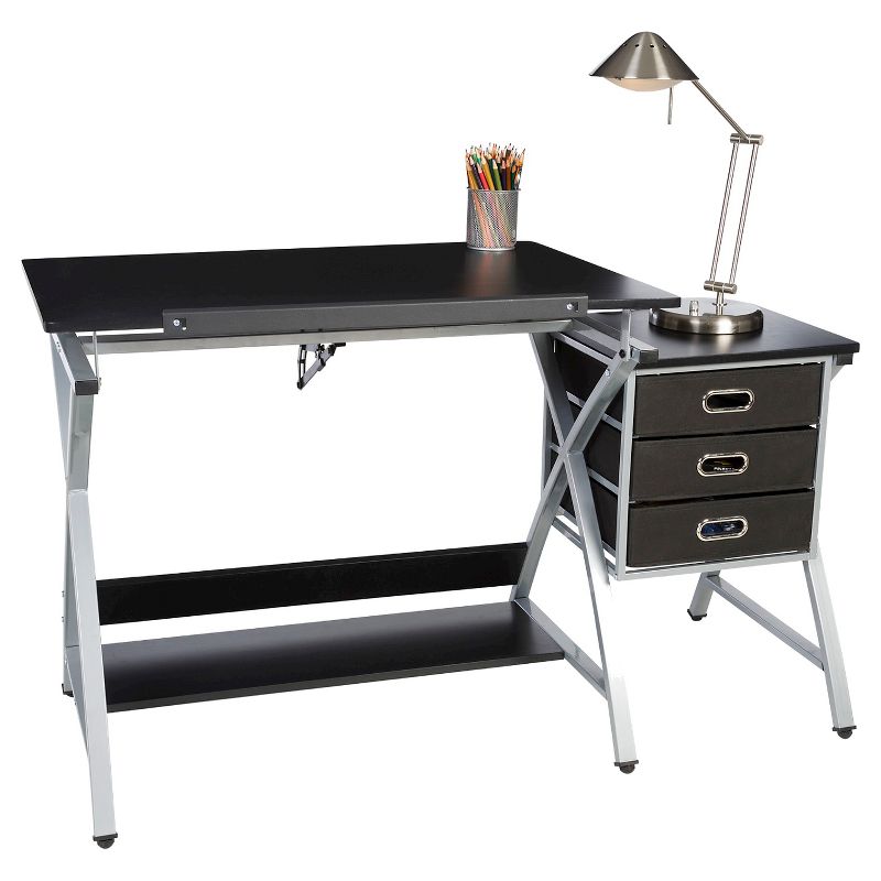 OneSpace 50-CS03 Craft Station with Stool in Black and Silver