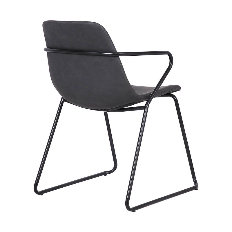 Set of 2 Colton Contemporary Dining Chair Faux Leather Black/Gray - Armen Living