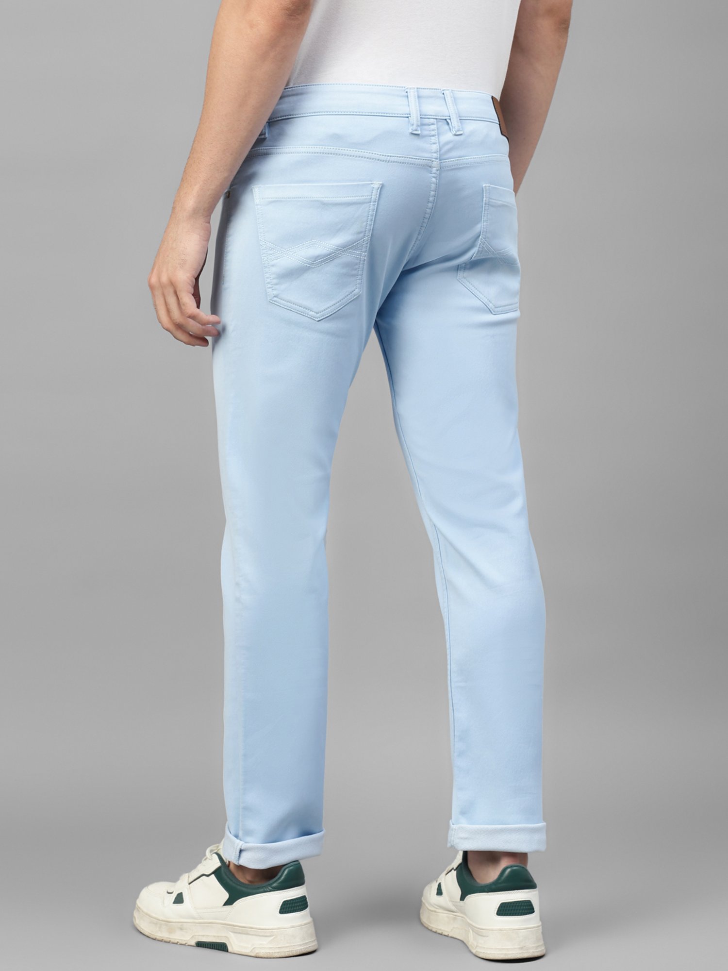 Allen cooper Sky Blue Regular Fit Lightly Washed Jeans