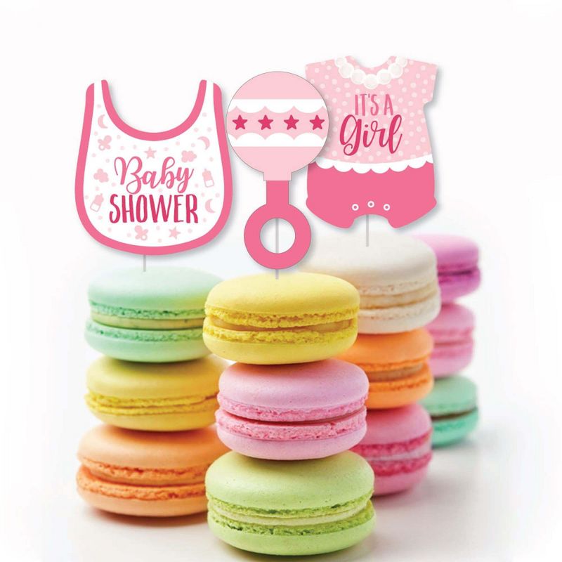 Big Dot of Happiness Hello Little One - Pink and Gold - Table Decorations - Girl Baby Shower Fold and Flare Centerpieces - 10 Count