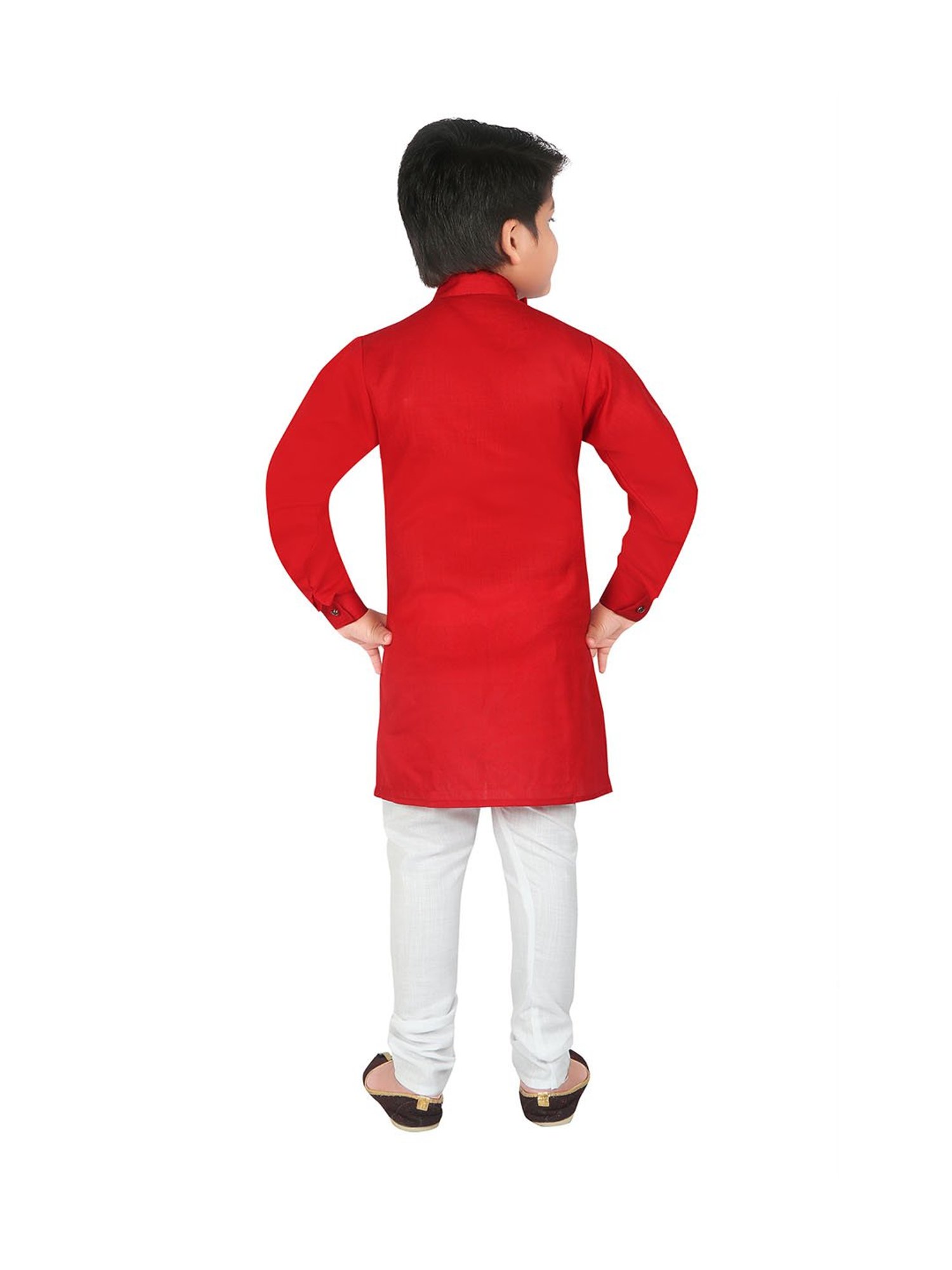 Ahhaaaa Kids Red & White Solid Kurta with Pyjamas