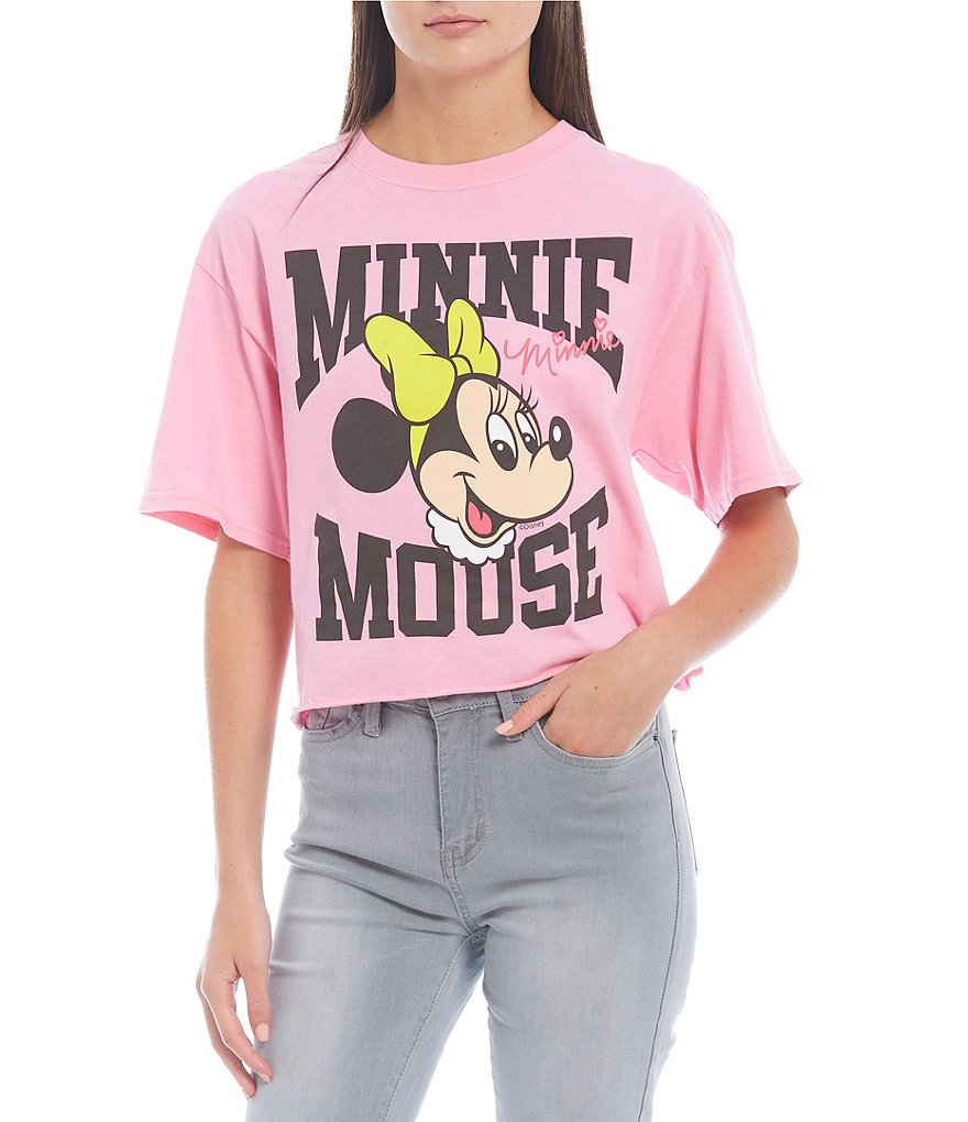 Junk Food Minnie Mouse Short Sleeve Cropped Graphic Tee