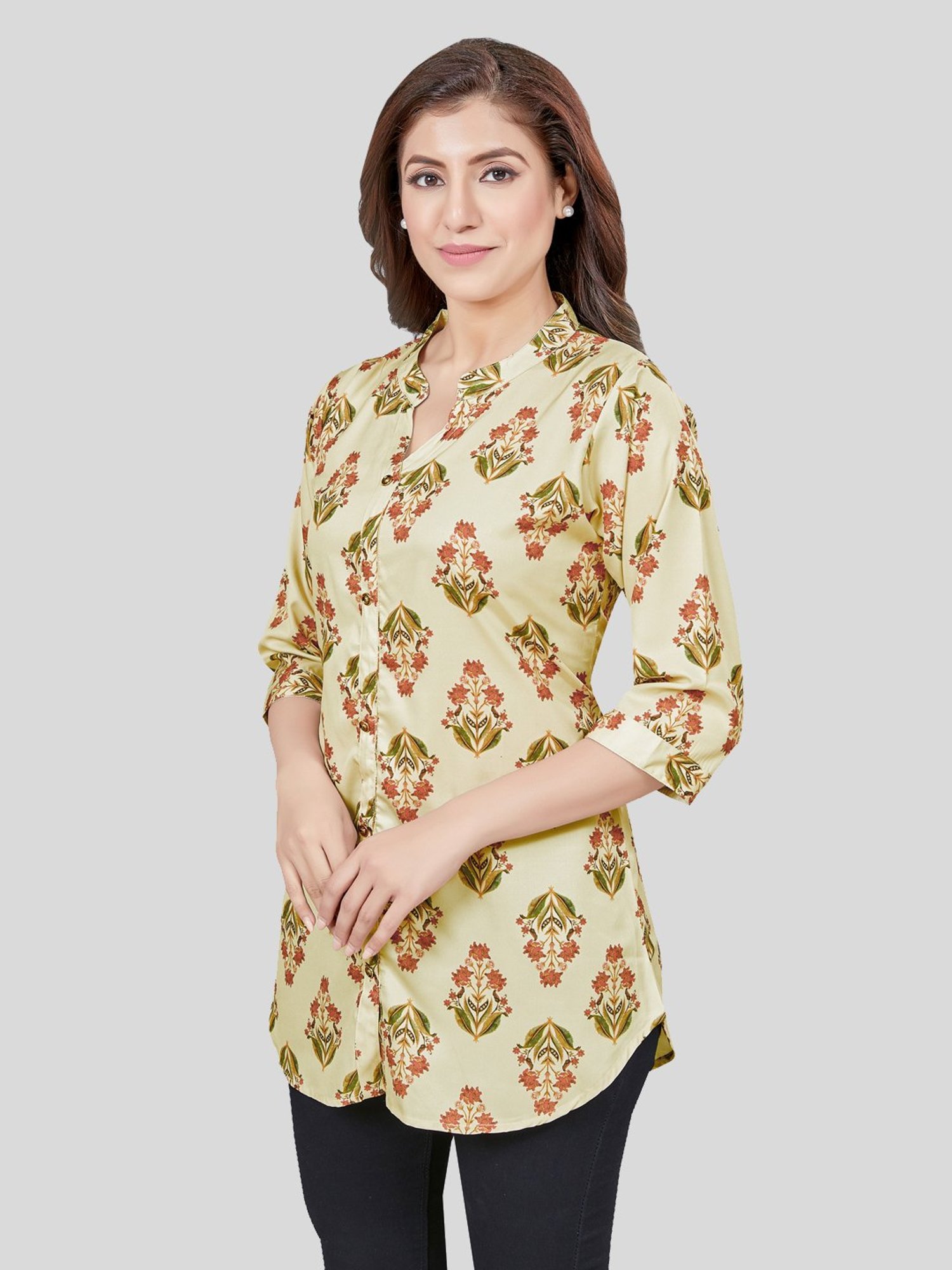 Fusion Beats Light Grey Embroidered A Line Kurta
