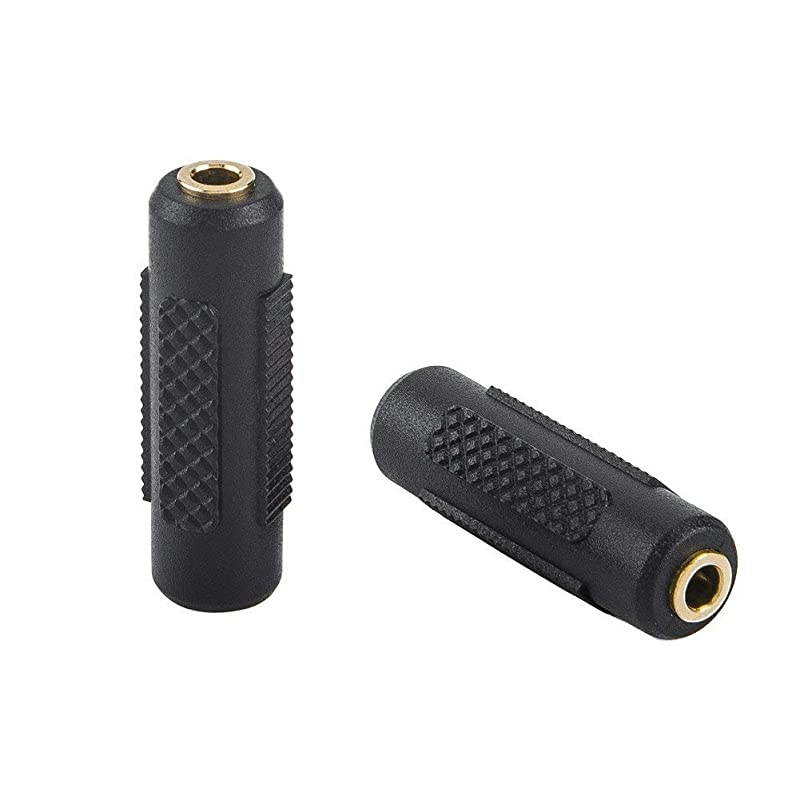 2 Pack 35mm Stereo Jack to 35mm Female to Female Audio Adapter Coupler Gold Plated for Stereo Cable Speakers and Headphones