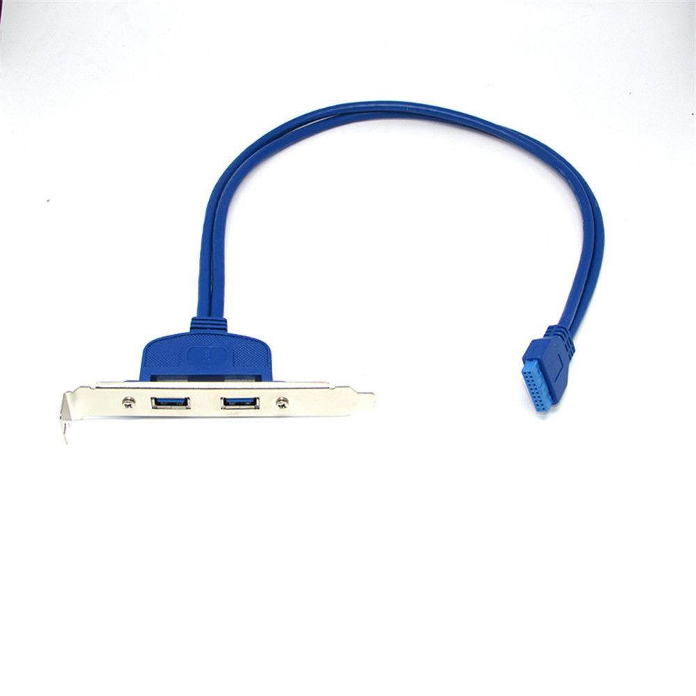 Deconn USB 3.0 Bracket to 20-Pin Back Panel Expansion Header Cable 2-Port blue