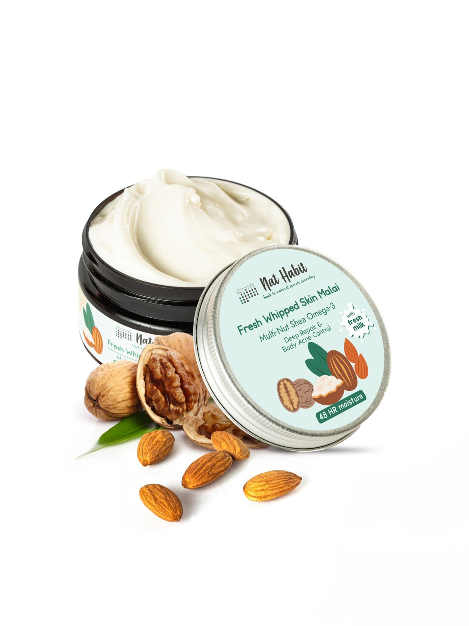 Nat Habit Multi-Nut Shea Omega-3 Fresh Whipped Skin Malai - Pack of 2
