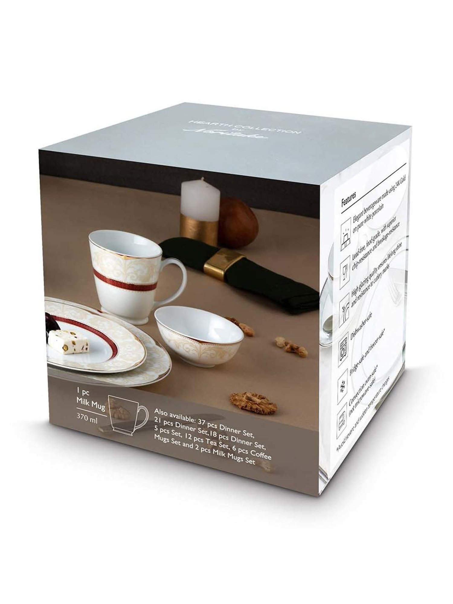 Noritake Petite Fleur White & Beige Poreclain Milk Mug (0.37 L) - Set of 1