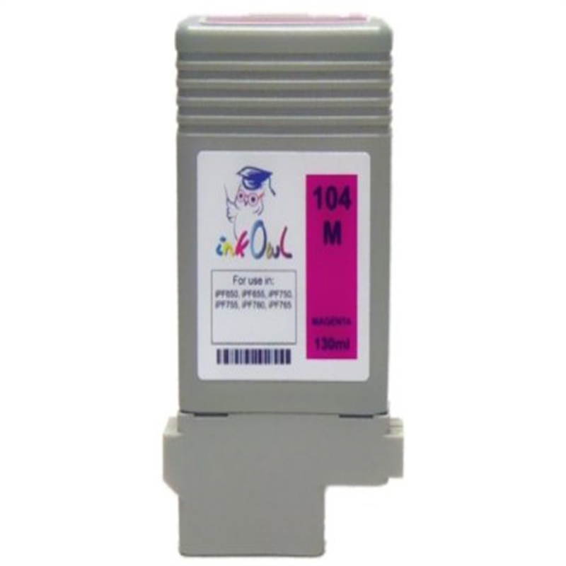 InkOwl Compatible Ink Cartridge Replacement for CANON PFI-104M (130ml, Magenta) - iPF650, iPF655, iPF750, iPF755, iPF760, iPF765 printers