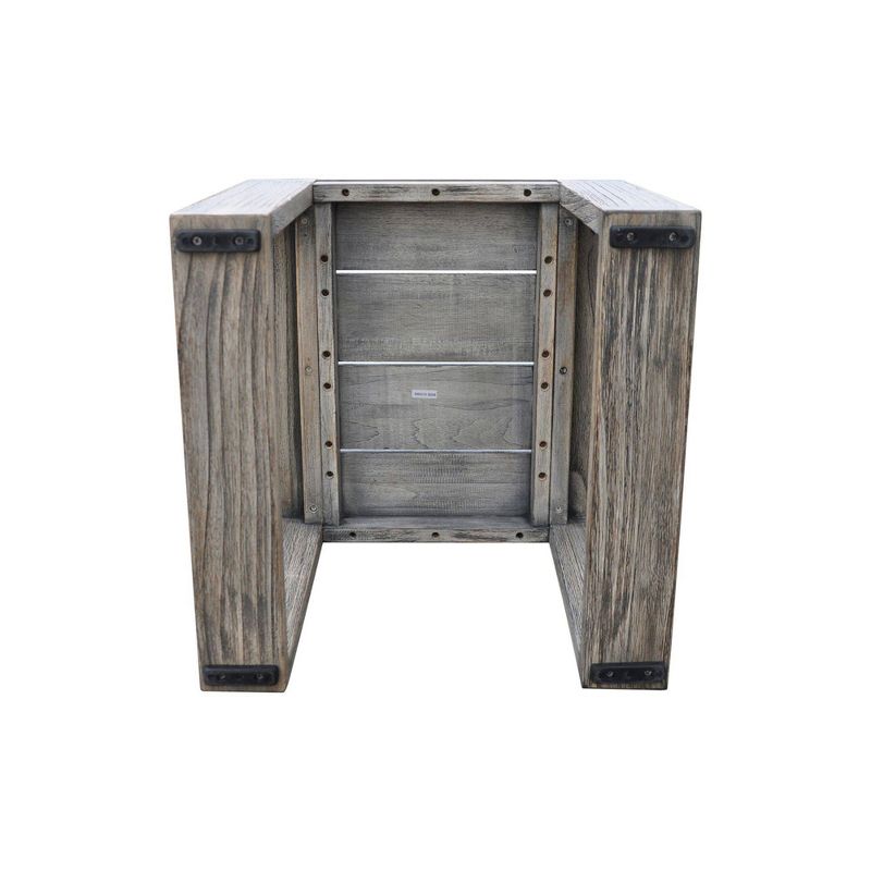 Teak Modern North Shore Outdoor Side Table - Driftwood Gray - Courtyard Casual