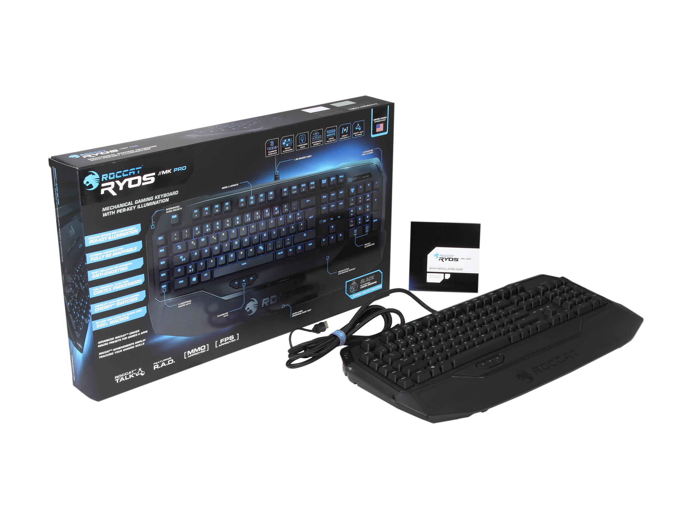 ROCCAT ROC-12-851-BK Ryos MK Pro Mechanical Keyboard with Per-key Illumination - Black Cherry MX Key Switch