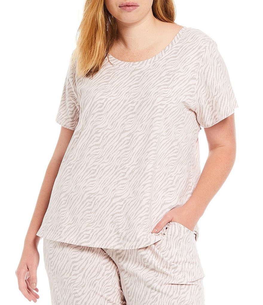 Sleep Sense Plus Sketch Zebra Print Jersey Knit Coordinating Sleep Tee