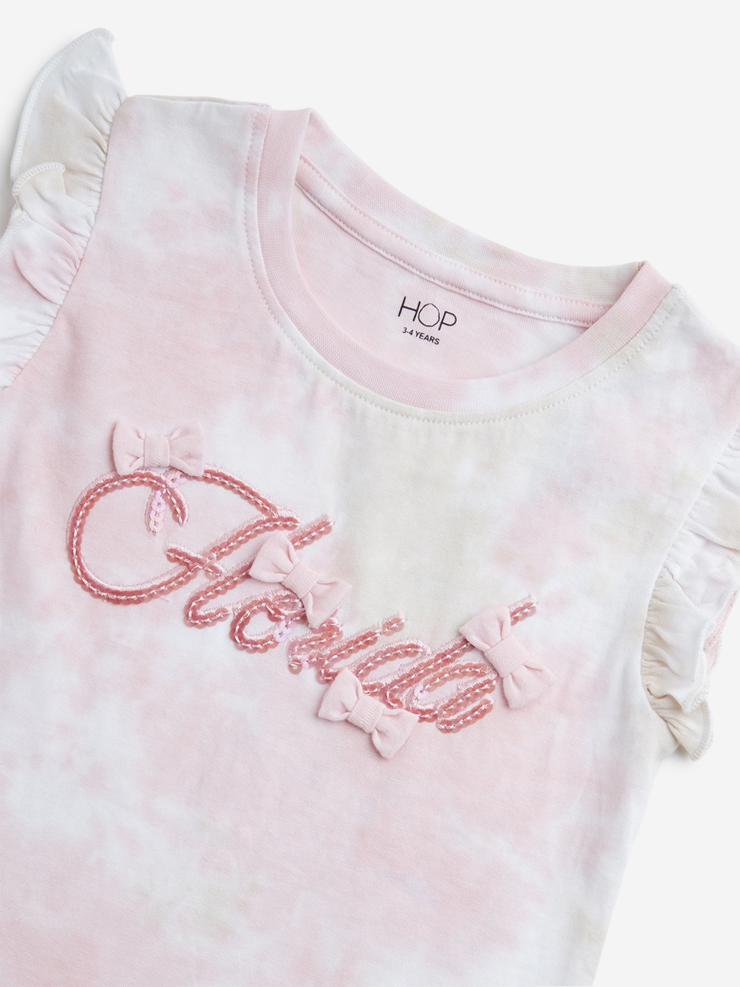 HOP Kids by Westside Pink Tie-Dye Printed Cotton T-Shirt