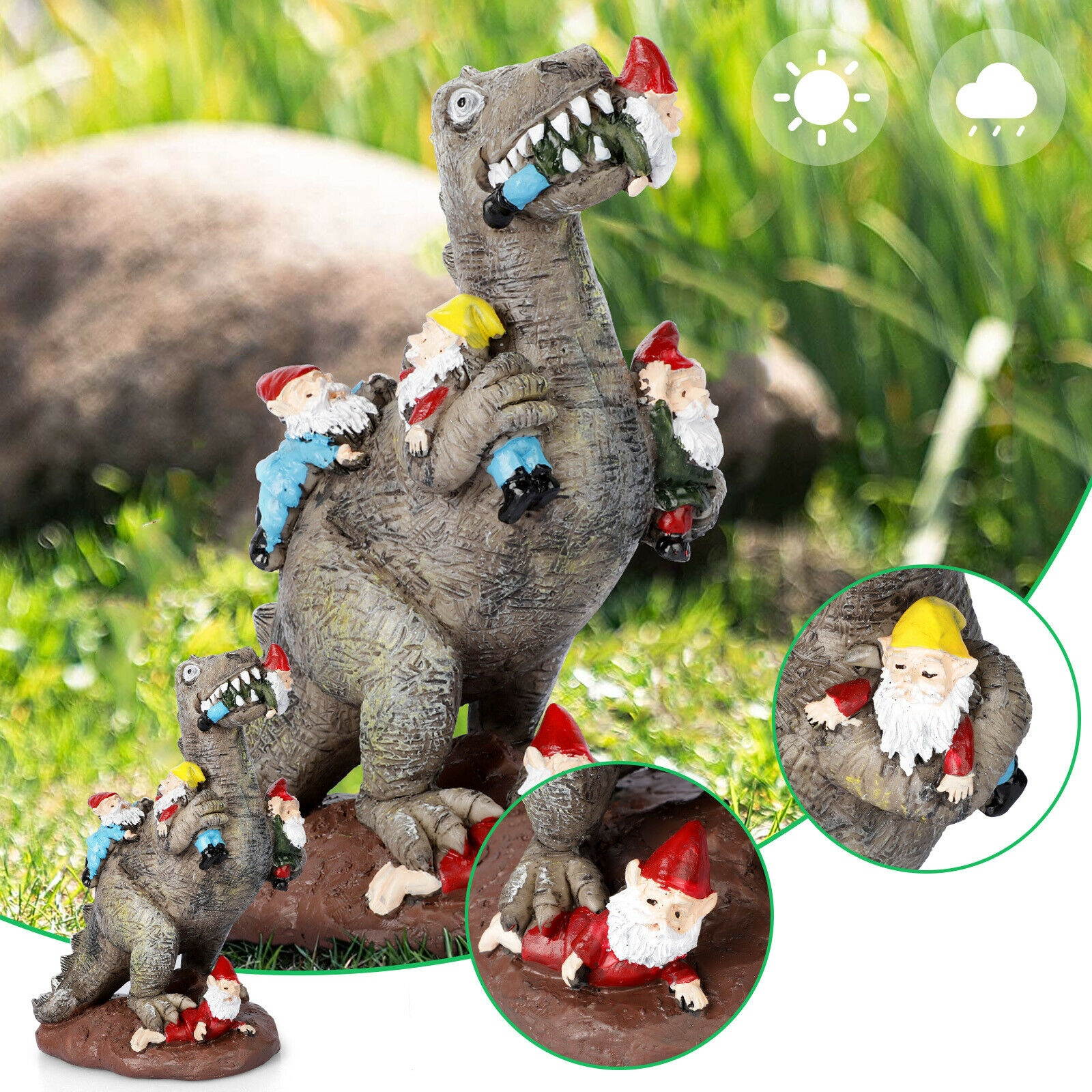 Dinosaur Eng Gnome Garden Decoron Outdoor Decor Ornaments Statue Model Art