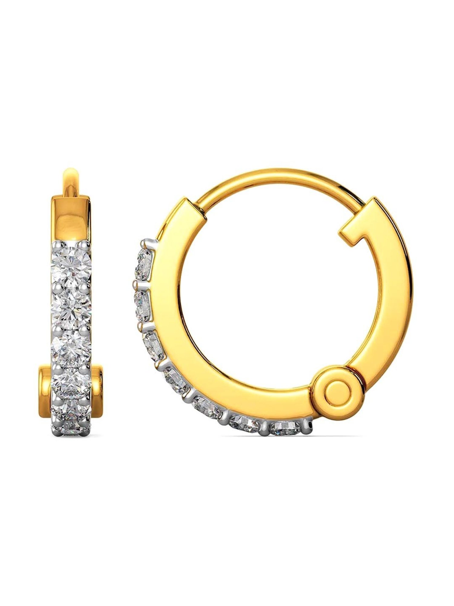 Joyalukkas 18k Yellow Gold & Diamond Hoop Earrings for Girls