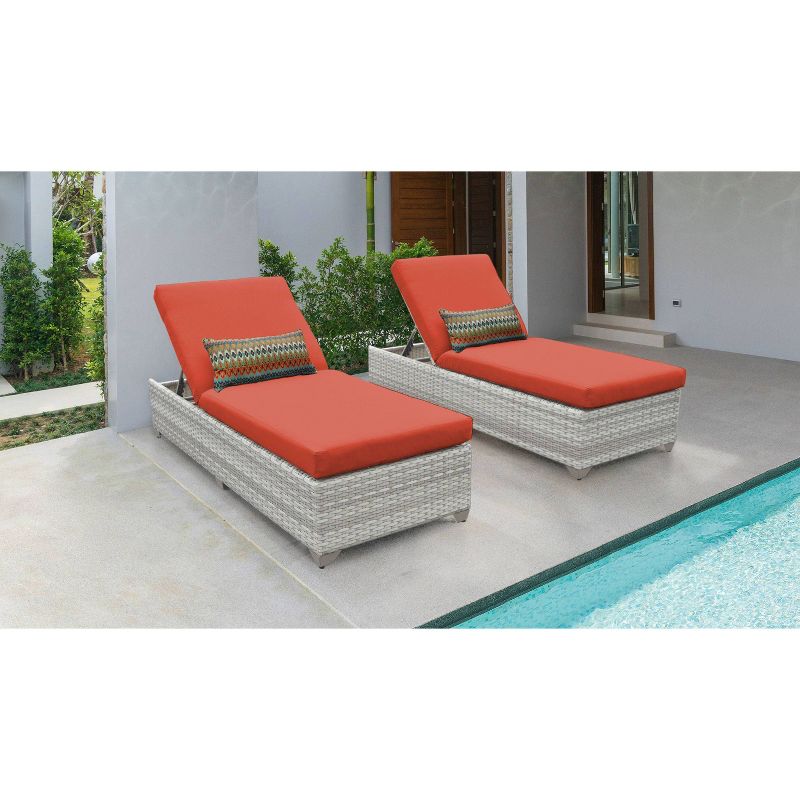 Fairmont 2pk Patio Chaise Lounges - Tangerine - TK Classics