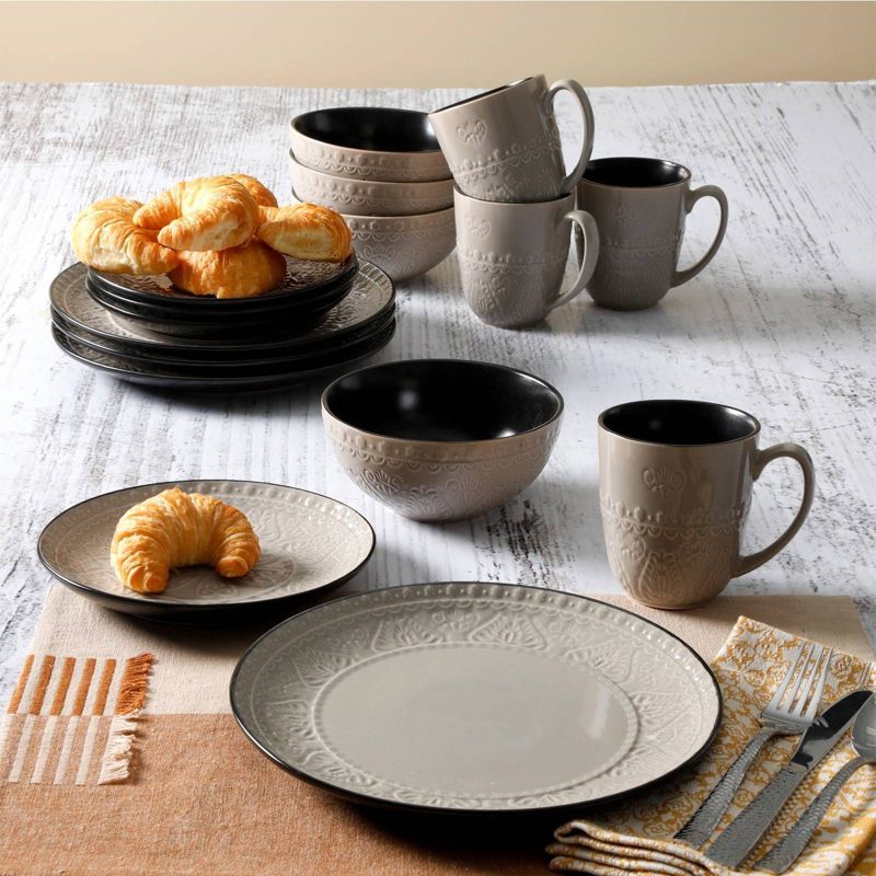 Gibson Elite 16pc Stoneware Milanto Dinnerware Set Gray