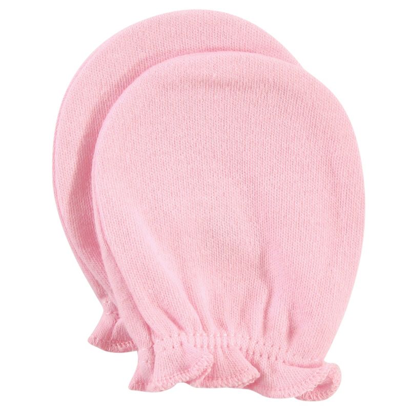 Hudson Baby Infant Girl Cotton Scratch Mittens, Blue Pink Floral, 0-6 Months