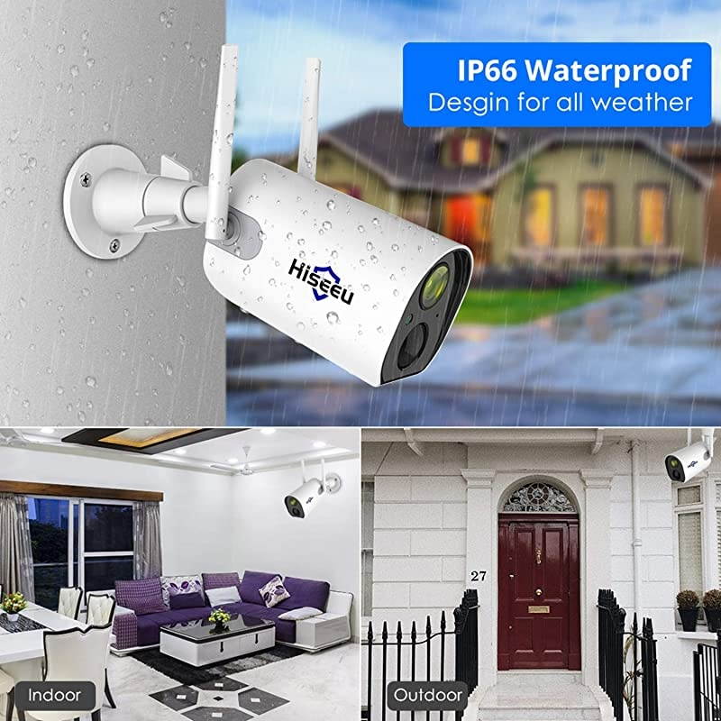 Home Battery Security Camera 1080P,Two Way Audio,10400mAh Rechargeable Battery,Night Vison,PIR Motion Detection,IP65 Waterproof,App Remote,2.4Ghz WiFi,Support SD & Cloud Strage