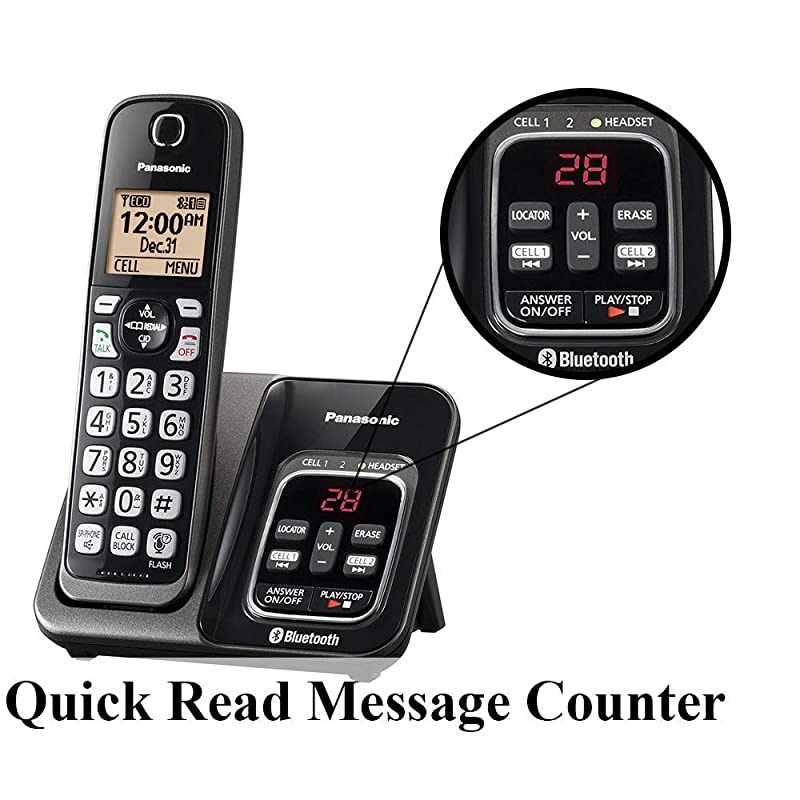 KXTG833SK Bluetooth Link2Cell Cordless Phone with Voice Assist and Answering Machine = 3 Handsets