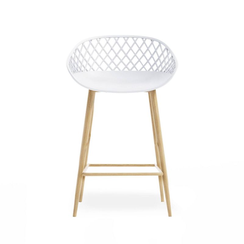 Set of 2 Kurv Counter Height Barstool White/Natural - Jamesdar