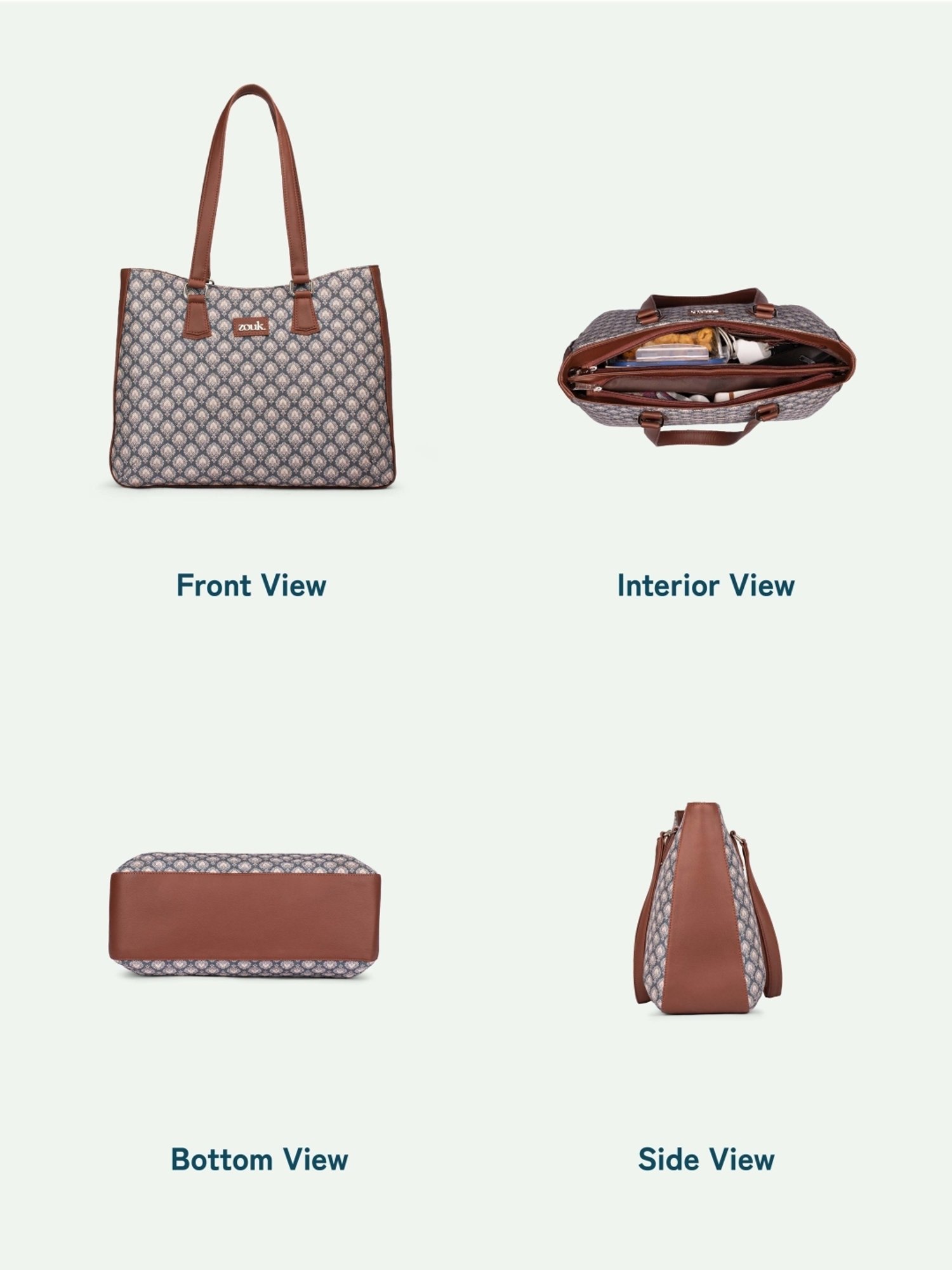 ZOUK Hampi Sculpt Printed Tote Handbag