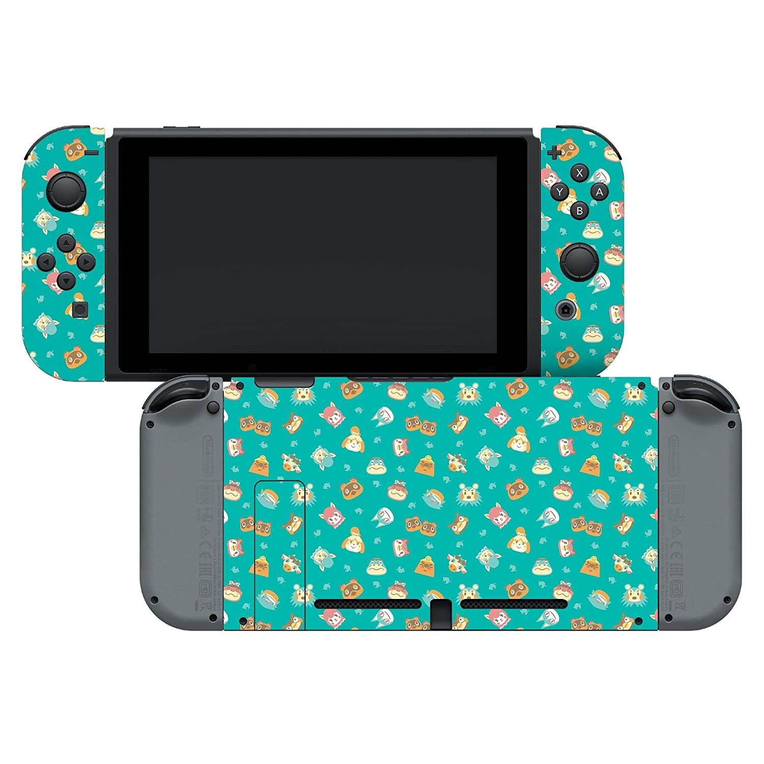 Controller Gear Authentic and Official Licensed Animal Crossing - "Teal Icons" Nintendo Switch Skin Set - Nintendo Switch