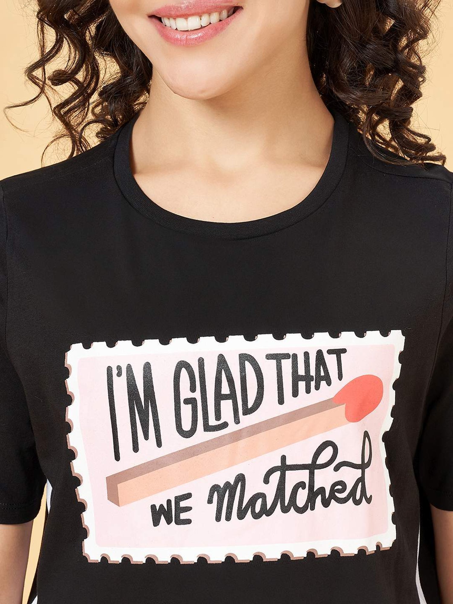 People by Pantaloons Black Printed T-Shirt