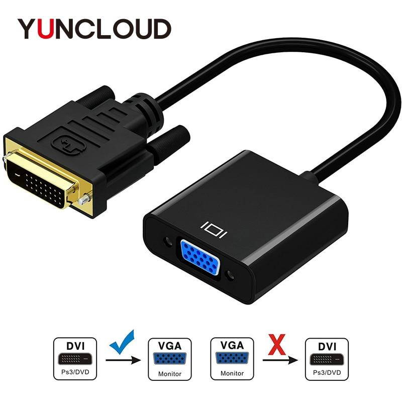 YUNCLOUD DVI D 24+1 25 Pin Male to VGA Female Adapter Full HD 1080P Video Dvi-d a VGA Active Cable Converter for TV PS3 PS4 PC