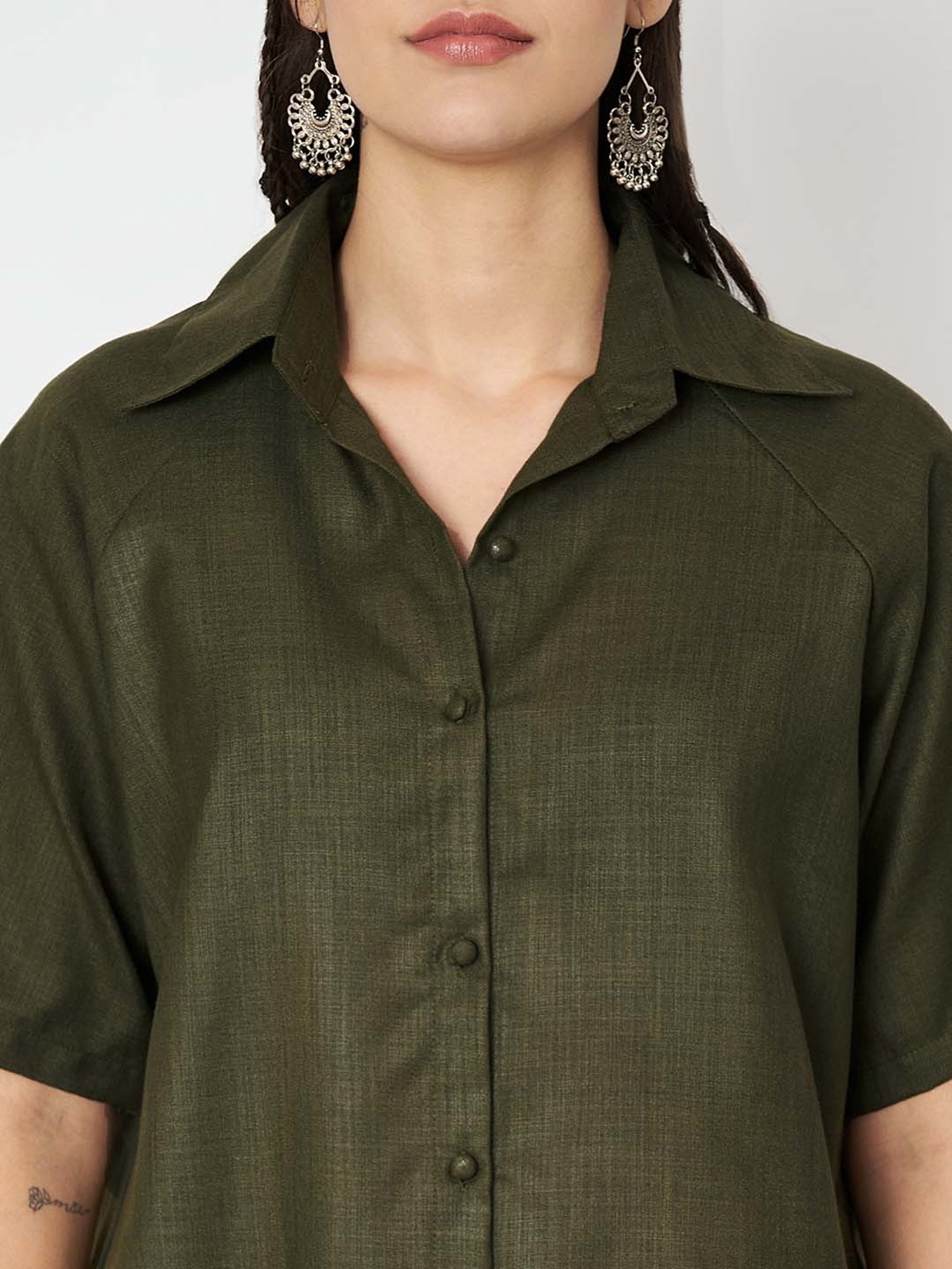 9rasa Olive Shirt & Dhoti Set