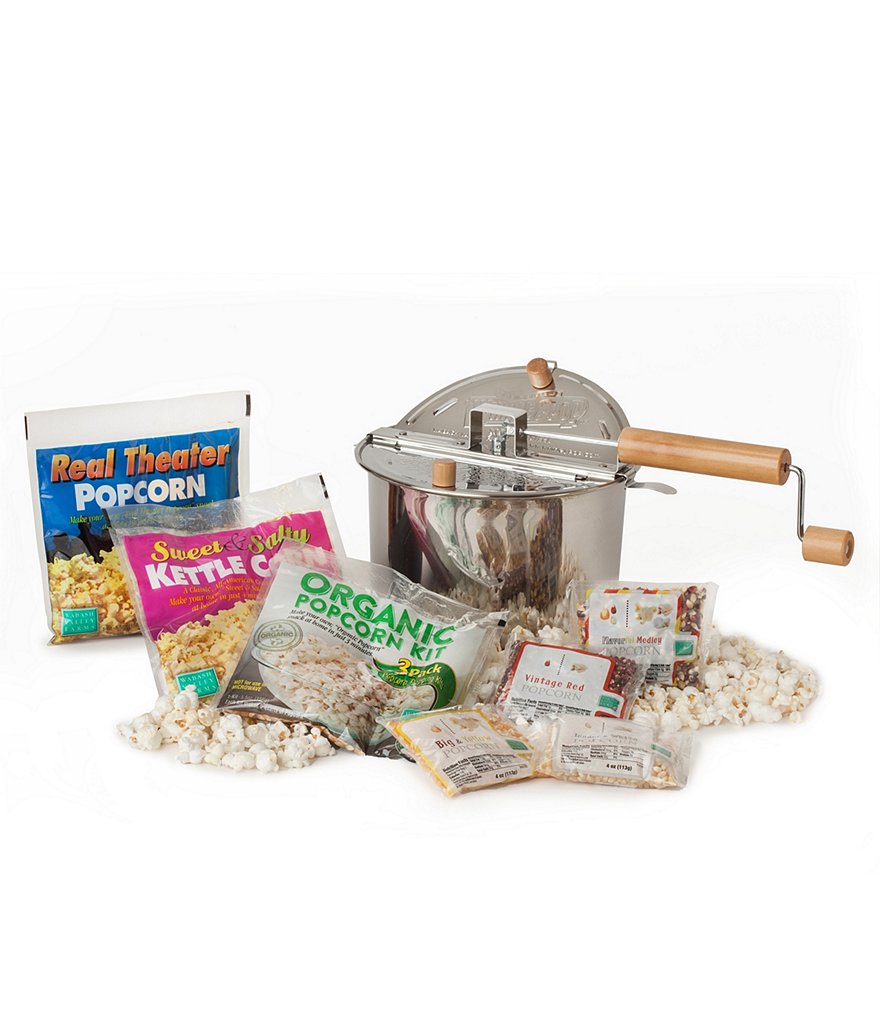 Wabash Valley Farms Stainless Steel Whirley-Pop Popcorn with Sip & Snack Set