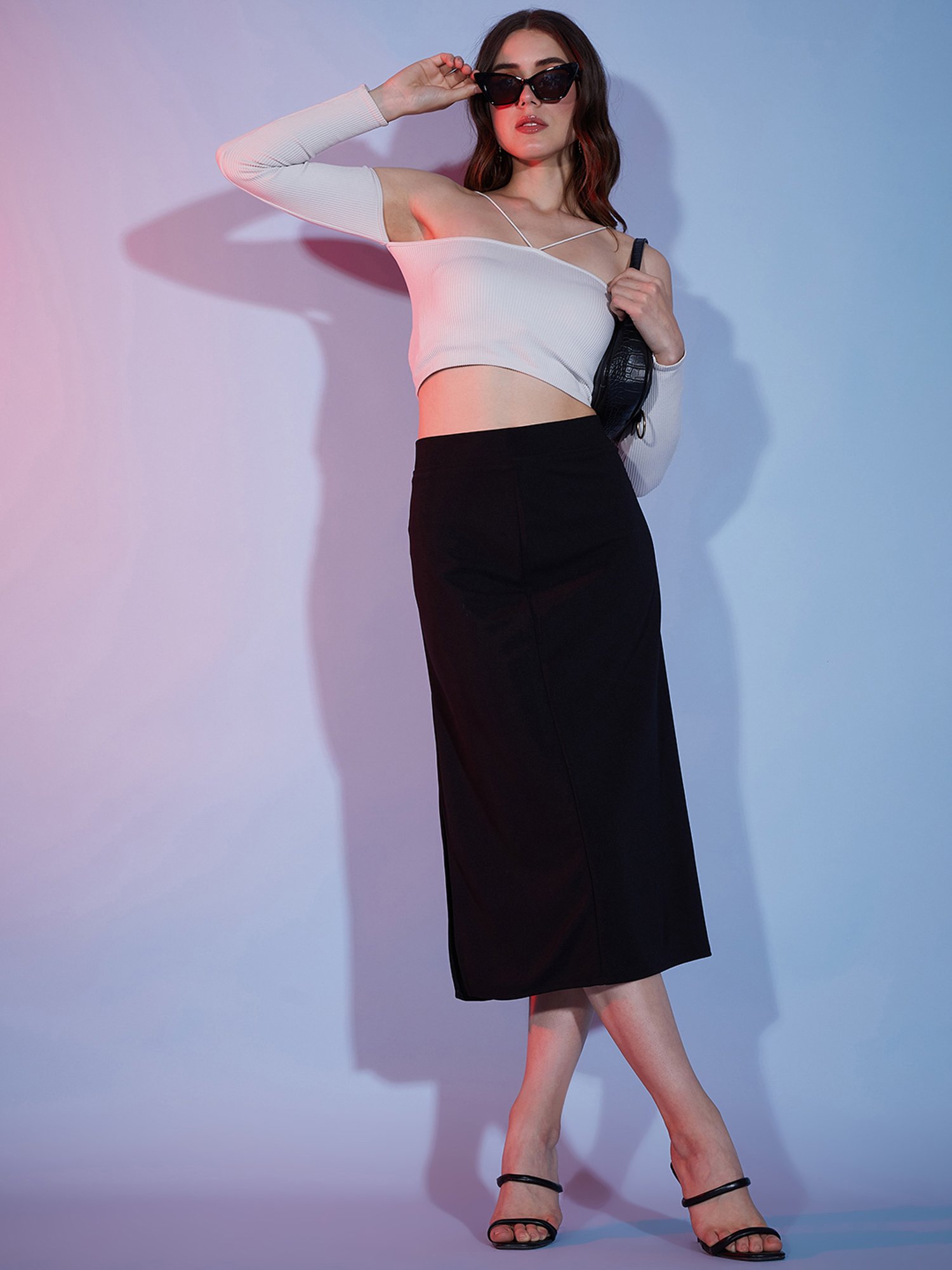 BUYNEWTREND Black A-Line Skirt