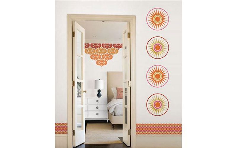 Geo Circles Dots Gold Sun Wall Accent Stickers - Wall Pops..