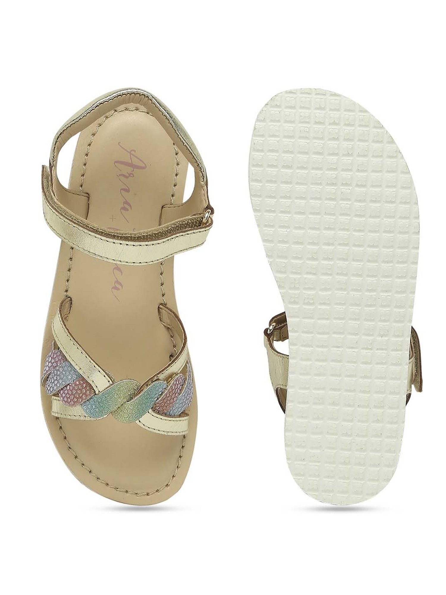 Aria Nica Kids PARTY Gold Cross Strap Sandals