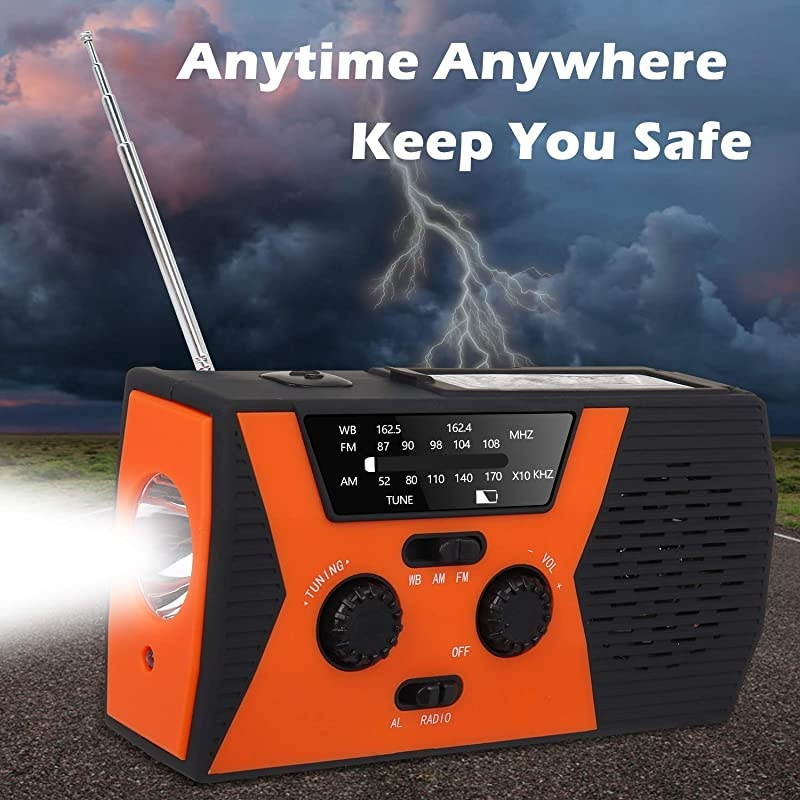 2020 Upgraded Emergency Solar Hand Crank Radio,  Hand Crank AM/FM/NOAA Weather Radio with Flashlight, Reading Lamp, 2000mAh Power Bank,USB Cell Phone Charger and SOS Alarm