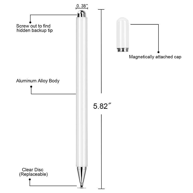 ElegantPen Disc Stylus Pen Touch Screen Digital Pencil Compatible for iPad iPhone Samsung Note 10 Google Pixel 3 and More Capacitive Smartphones and Tablets