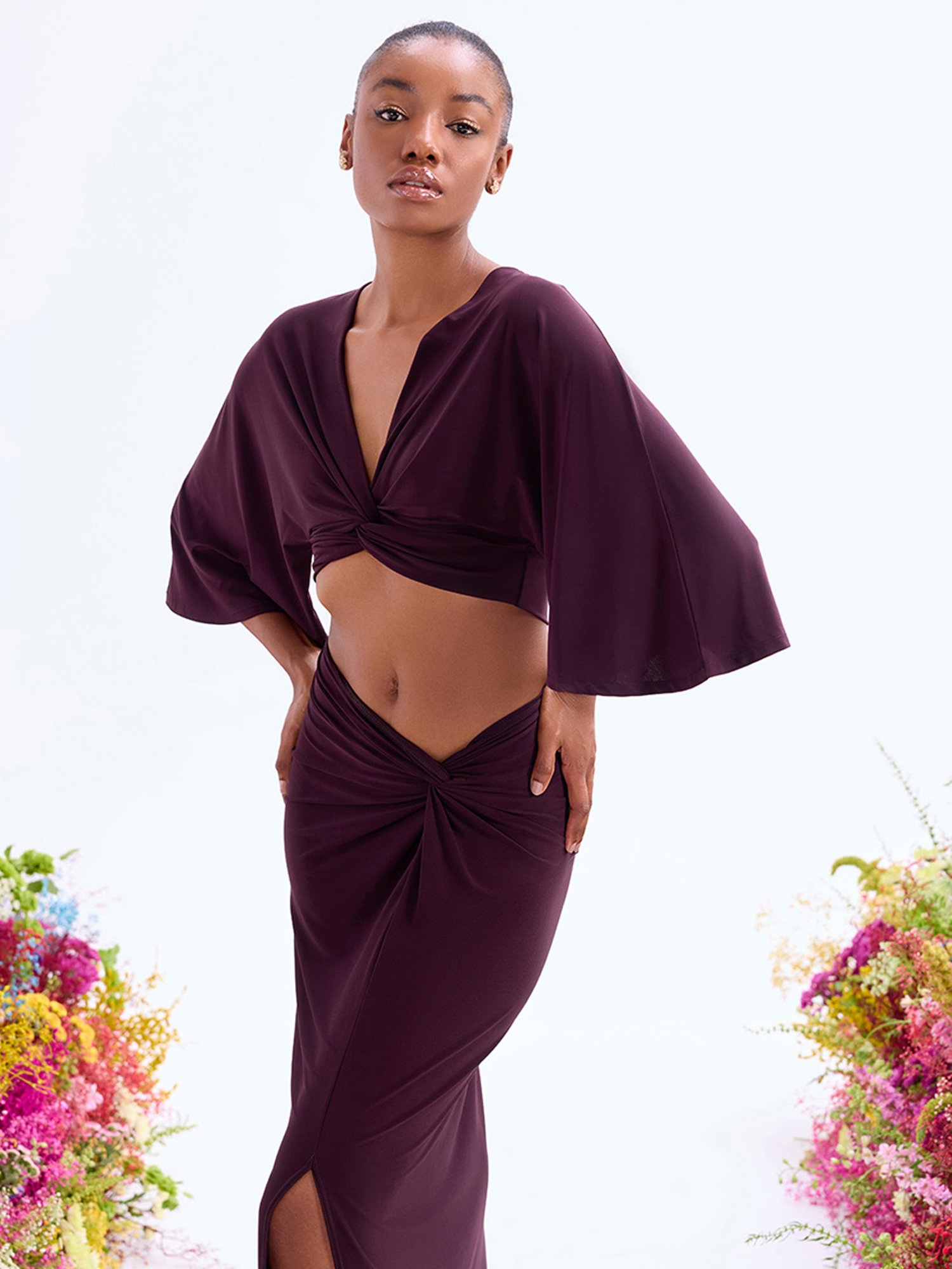 Cover Story Brown Regular Fit Crop Top