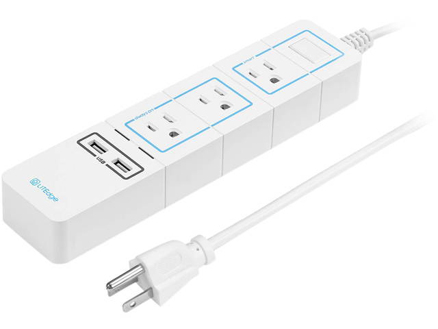 LITEdge Smart Power Strip, Wi-Fi Accessible 3 AC Outlets 2 USB Ports, Works with Amazon Alexa, No Hub Needed