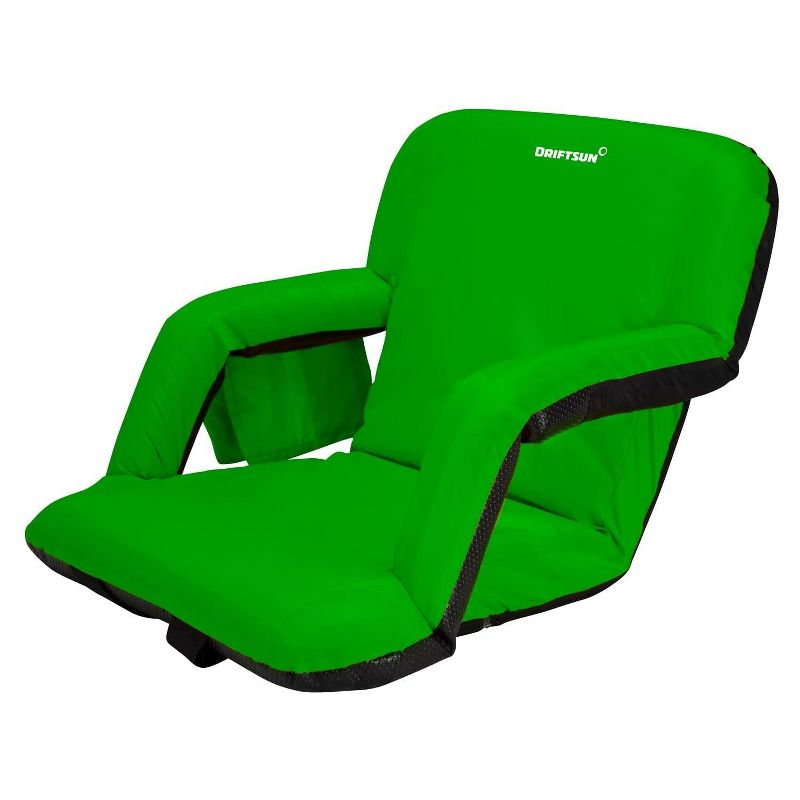 Driftsun Universal Regular 20 Inch Width Folding Stadium Reclining Bleacher Seat Chair with Back Support for Sporting Events, Green