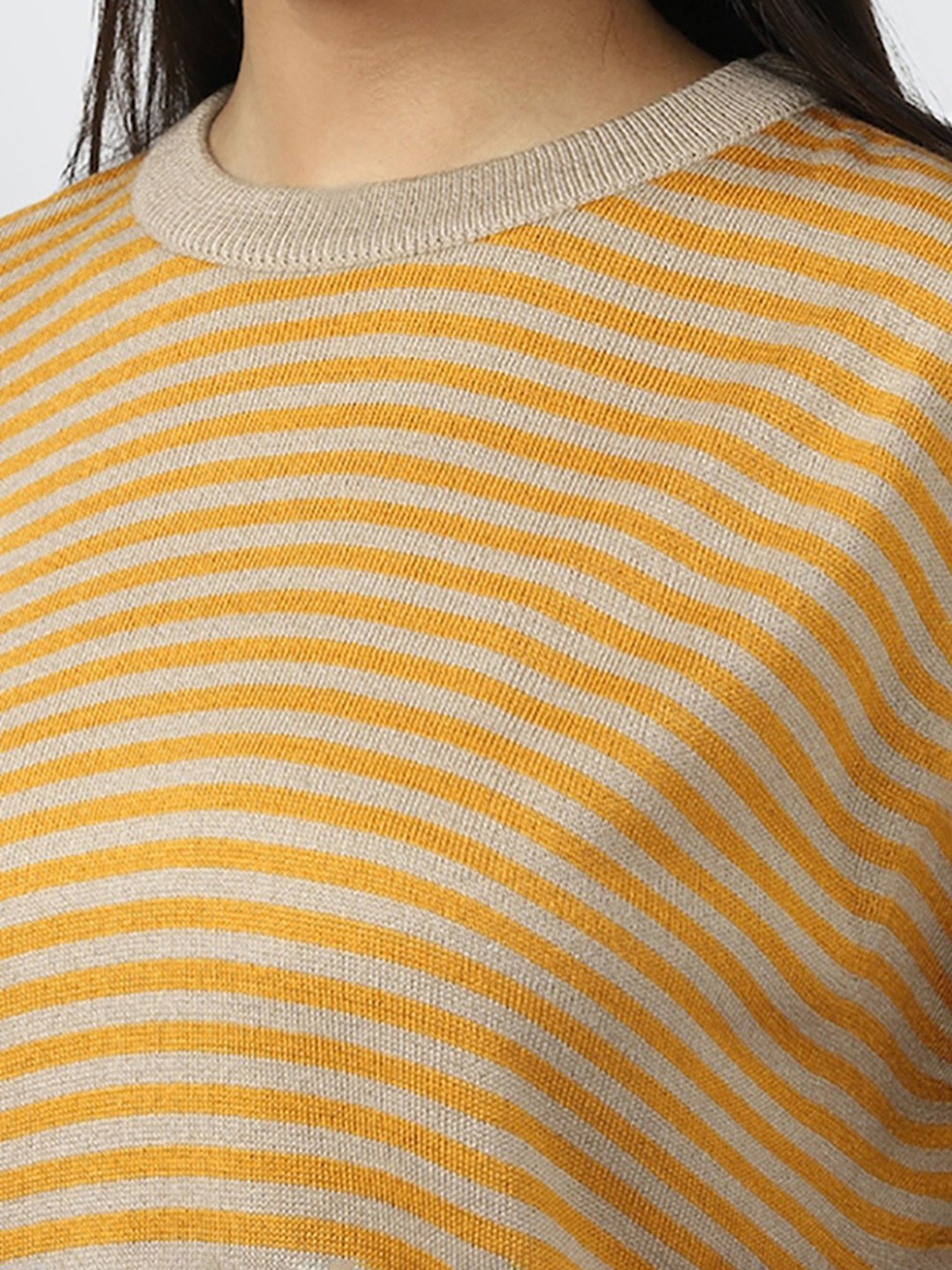 Forever 21 Yellow & Grey Striped Sweater