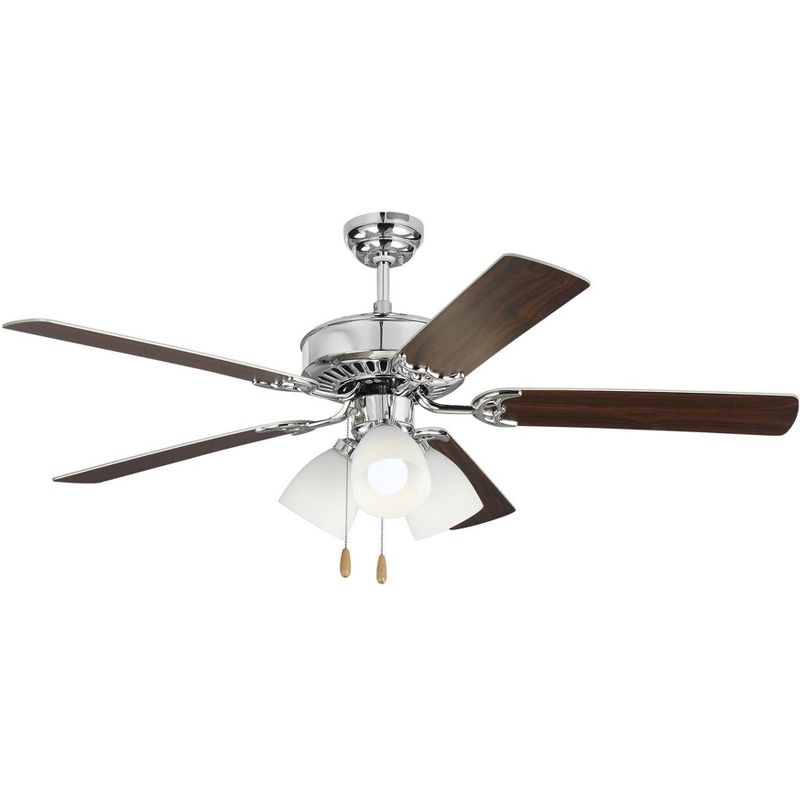52" Monte Carlo Haven LED 3 Chrome 3-Light Pull Chain Ceiling Fan