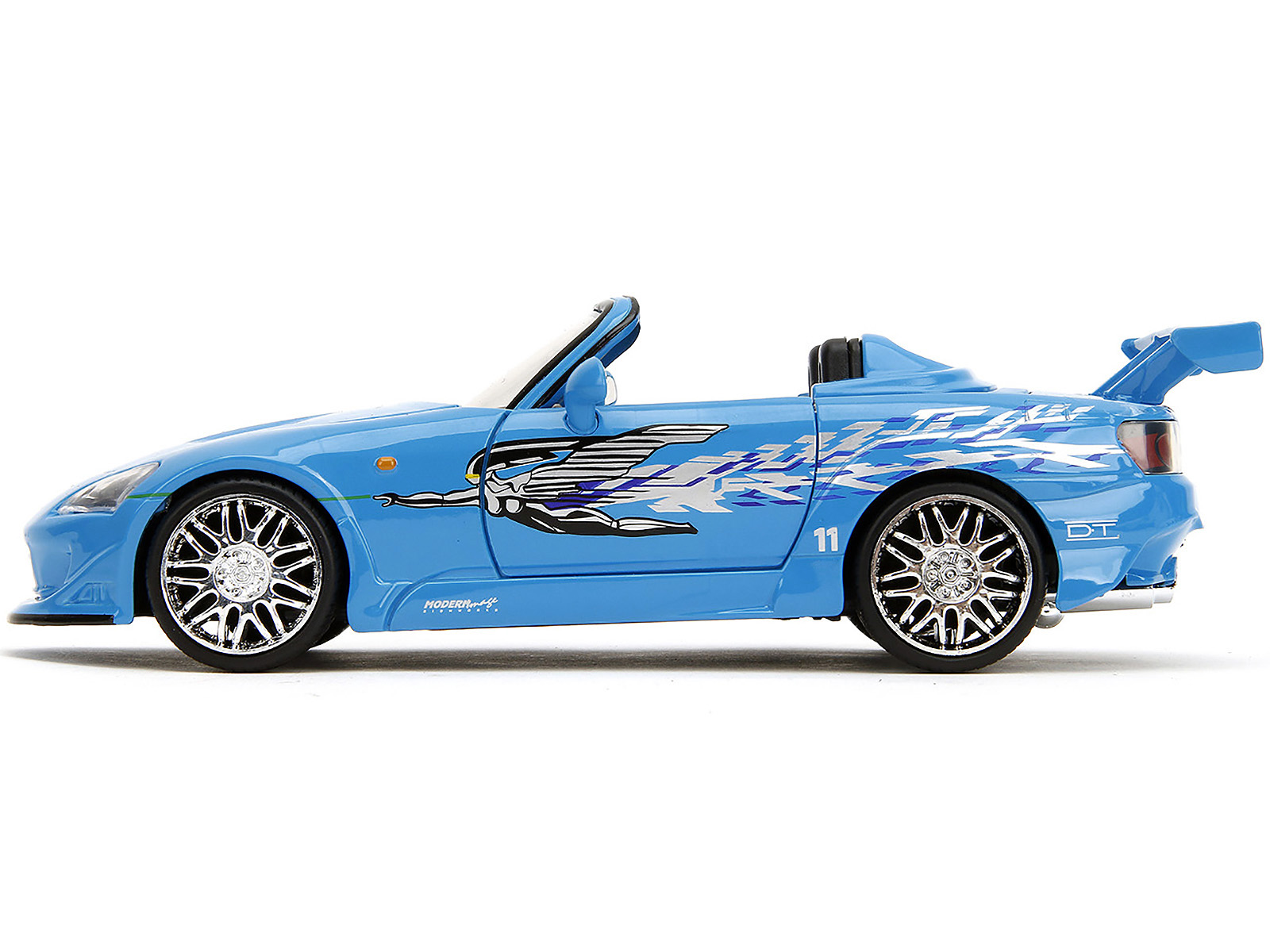 1997 Honda Civic Type R Blue Metallic with Graphics "Sonic the Hedgehog" (1991) Video Game "Hollywood Rides" Series 1/32 Diecast Model Car by Jada