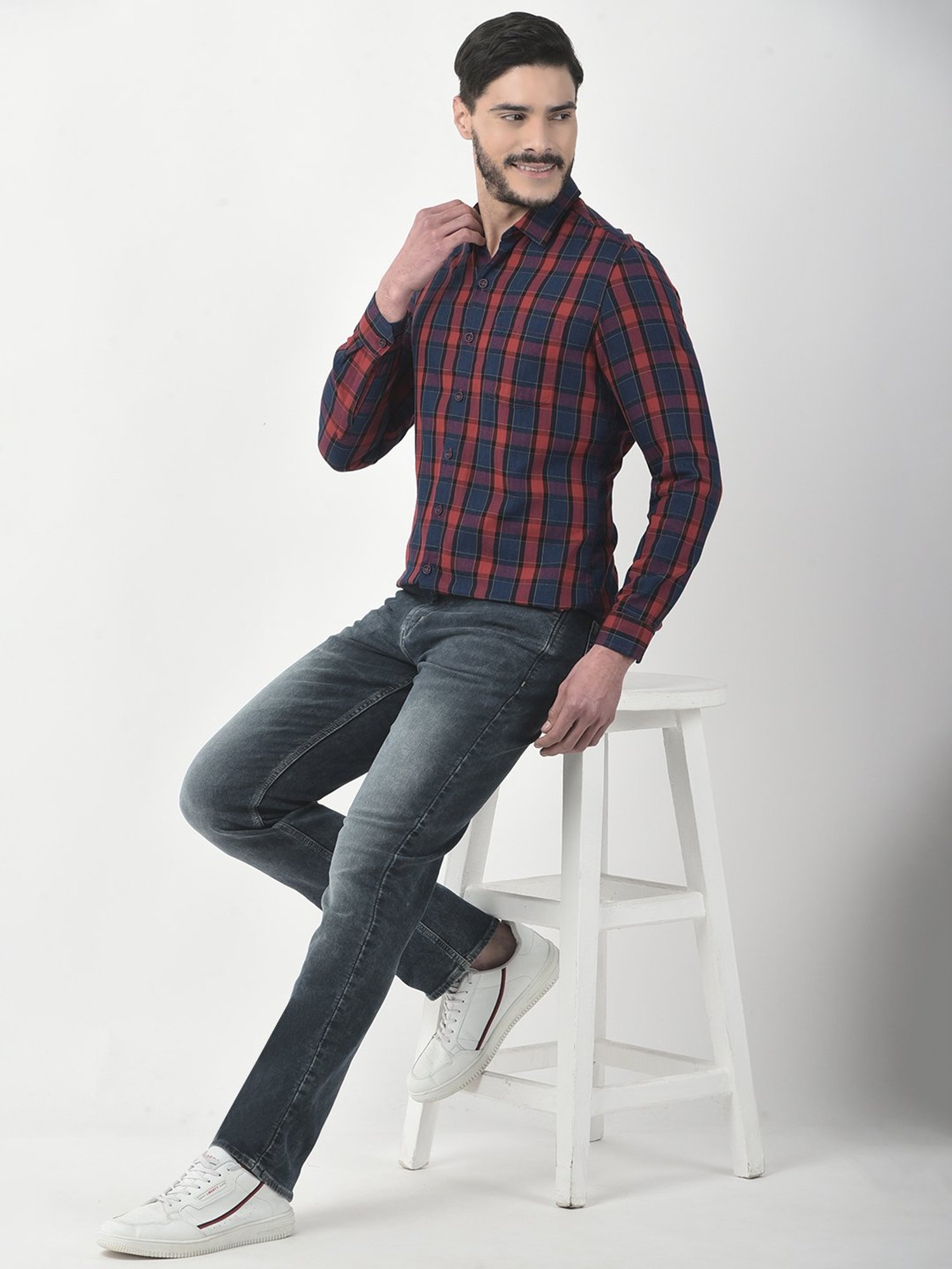NUMERO UNO Red Slim Fit Check Shirt