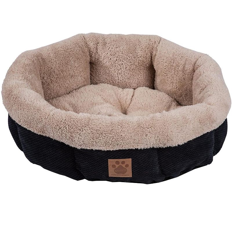 Petmate 7075995 SnooZZy Mod Chic Small Soft Round Shearling Small Dog or Cat Bed with Non-Slip Bottom, Machine Washable, Black