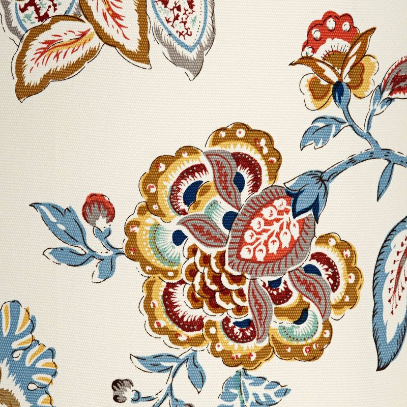 Springcrest White with Paisley Print Medium Drum Lamp Shade 14" Top x 16" Bottom x 11.5" High (Spider) Replacement with Harp and Finial