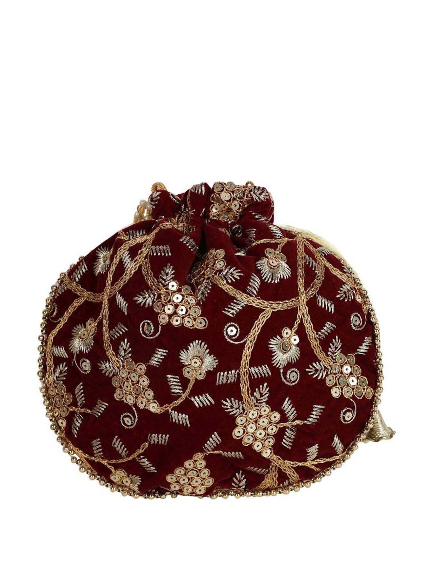 Gaurapakhi Maroon Embellished Potli