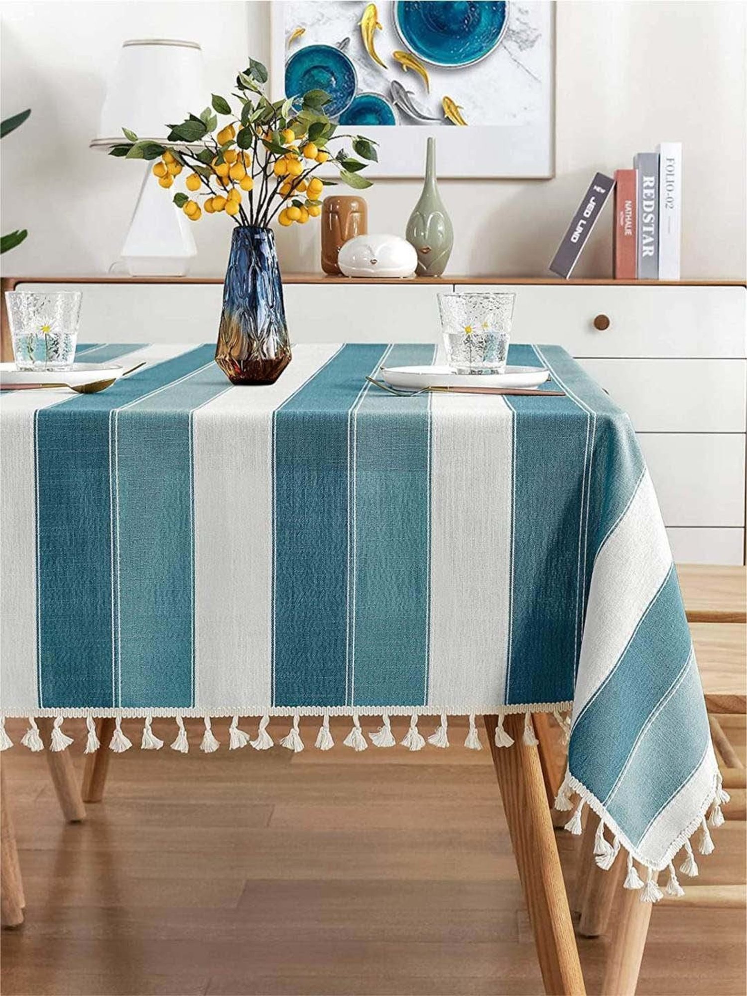 Urban Space Green Cotton 200 GSM 4 Seater Sicilia Dining Table Cover