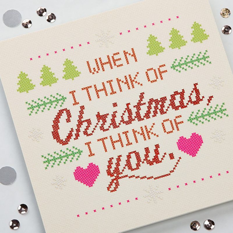 "I Think Of You" Cross Stitch Card