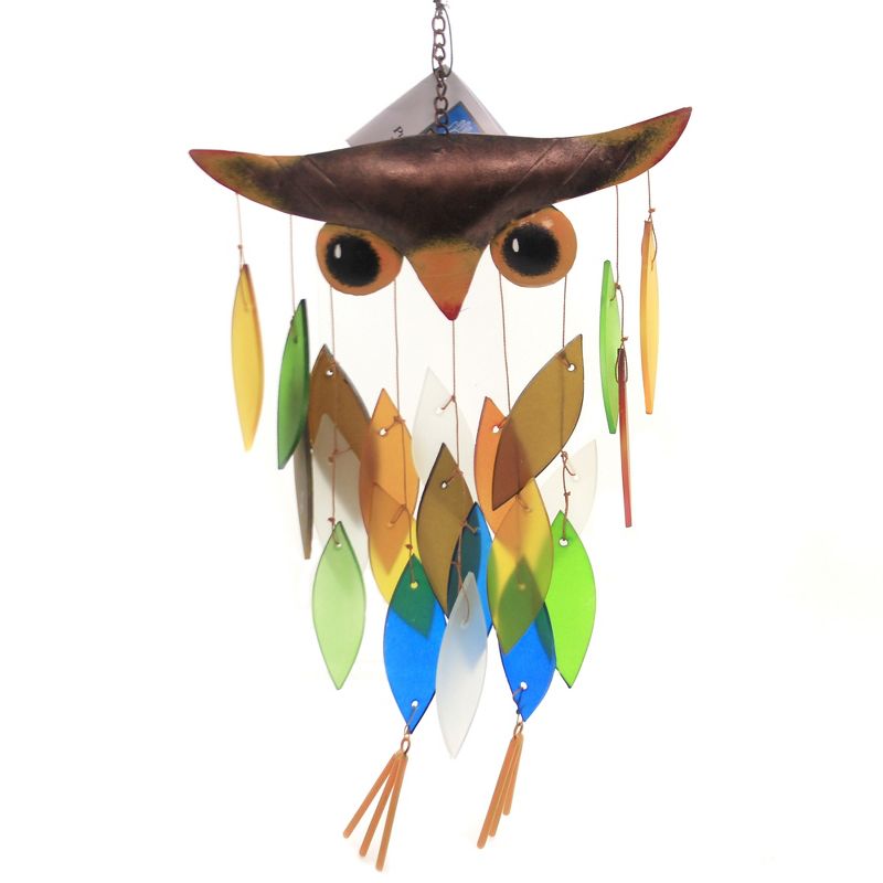 Home & Garden 19.0" Spikey Owl Windchime Hand Crafted Gold Crest Distributing  -  Bells And Wind Chimes