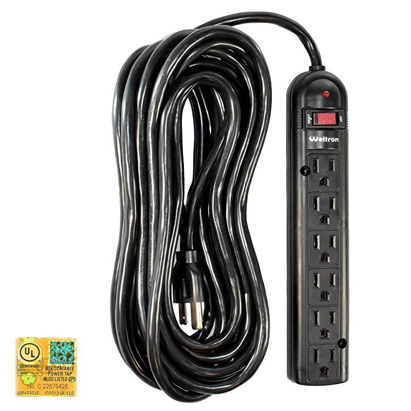 Wall Mount 6 Outlet Surge Protector Power Strip 25 ft Black WSP600PLF25BK